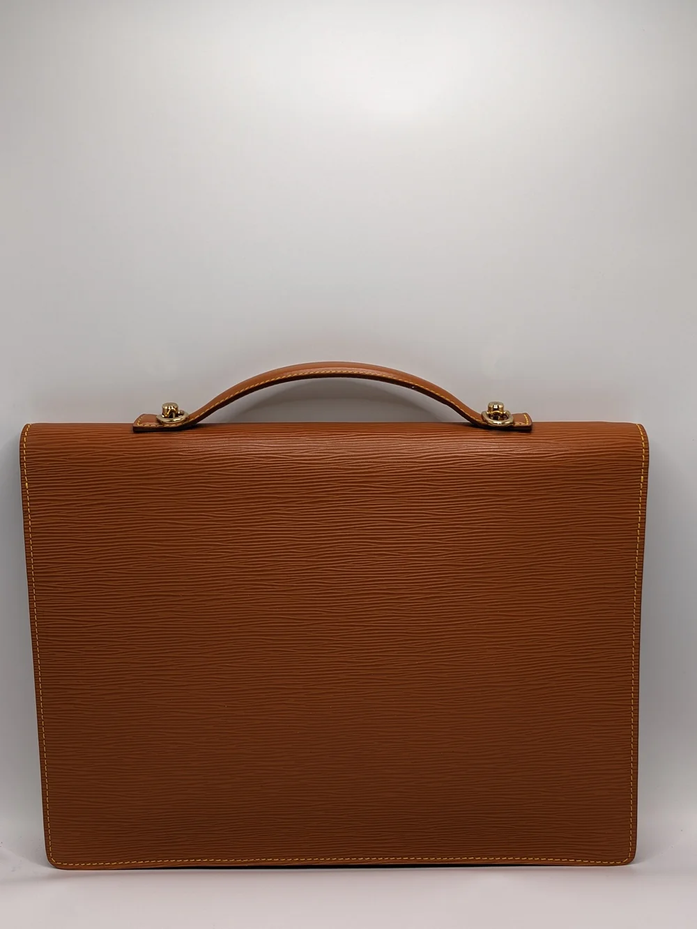Louis Vuitton Tan Epi Leather Briefcase with Gold Hardware